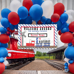Lona Bienvenido a bordo del tren expreso de cumpleaños 
