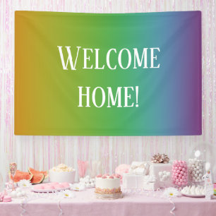 Lona "¡Bienvenido a casa!" Gradiente de arco iris