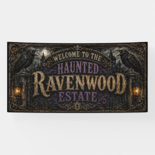 Lona Bienvenido a la Mansión Embrujada de Ravenwood