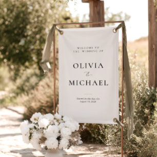 Lona Bienvenido a la señaligen de vinilo de boda
