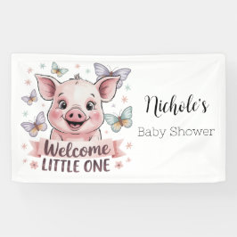 Lona Bienvenido a Little One - Cute Piglet Baby Shower