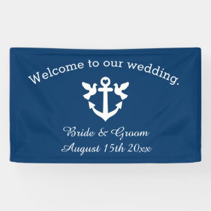 Lona Bienvenido a nuestra boda con tema náutico clásico
