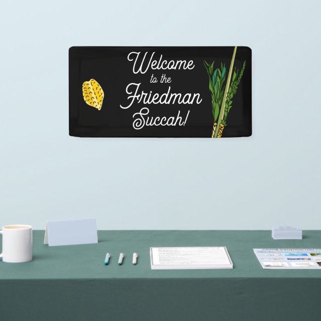 Lona Bienvenido a Succah Lulav Banner - Personalizado (Feria)