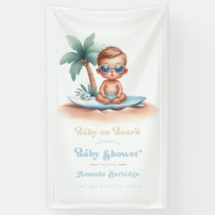 Lona Bienvenido al Baby Shower de Tema Surfista "Bebé a