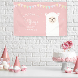 Lona Bienvenido al Baby Shower Simple Elegante Alpaca L