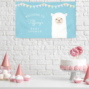 Lona Bienvenido al Baby Shower Simple Elegante Alpaca L