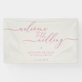 Lona Bienvenido al matrimonio rosa beige simple moderno