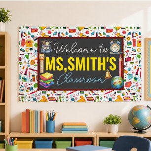 Lona Bienvenido al salón de clases Banner de regreso a