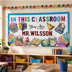Lona Bienvenido al salón de clases Banner de regreso a