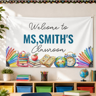 Lona Bienvenido al salón de clases Banner de regreso a