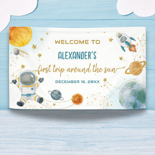 Lona Bienvenido Alrededor del Sol Espacio Primer Cumple