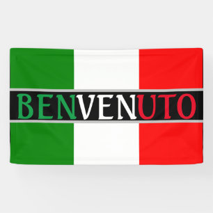 Lona Bienvenido Bandera italiana de bienvenida