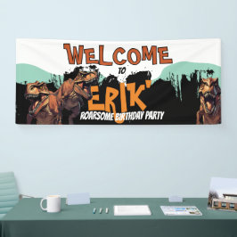 Lona Bienvenido Banner T-Rex – Letrero de Fiesta de Din