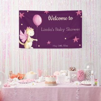 Lona Bienvenido Chica Baby Shower Burgundy Dragon