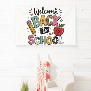 Lona Bienvenido de nuevo a la escuela maestro estudiant