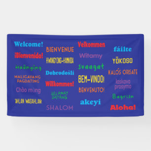 Lona Bienvenido en 24 idiomas diferentes Banner
