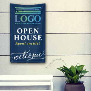 Lona Bienvenido Logo de Agente Inmobiliario Deep Blue O