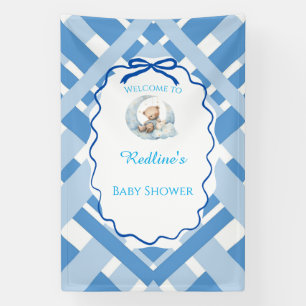 Lona Bienvenido niño bebé Plaid Azul oso shower