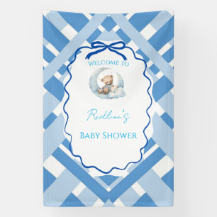 Lona Bienvenido niño Plaid Azul Oso de shower de bebé