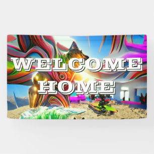 Lona Bienvenido personalizado de casa Banner de perro p