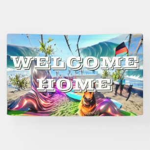 Lona Bienvenido personalizado de casa Banner de perro p