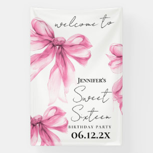Lona Bienvenido Pink Bow Coquette Script Fiesta Sweet 1