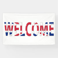Bienvenido superpuesto en la bandera de Union Jack