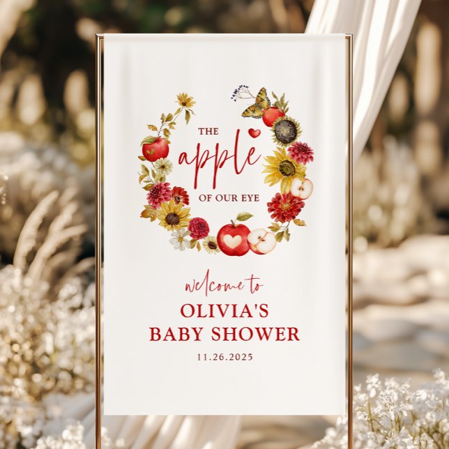 Lona Bienvenidos a Baby Shower a Apple of Our Eye Wreat (Subido por el creador)