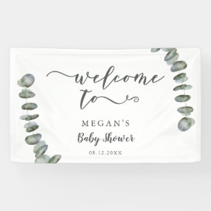 Lona Bienvenidos a Baby Shower a Eucalyptus Summer Gree