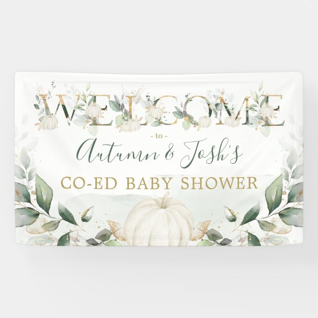 Lona Bienvenidos a Baby Shower a la crema de calabaza v (Horizontal)