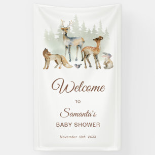 Lona Bienvenidos a Baby Shower Animals Woodland