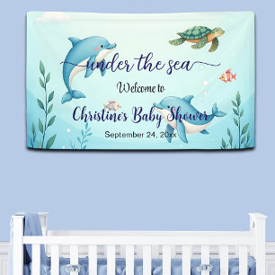 Lona Bienvenidos a Baby Shower Blue Under Sea