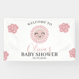 Lona Bienvenidos a Baby Shower Chica Sunshine rosado