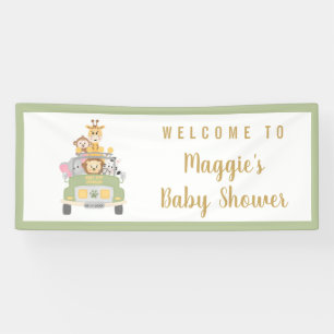 Lona Bienvenidos a Baby Shower con el Safari Animal