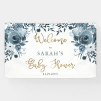 Bienvenidos a Baby Shower de Boho Blue Watercolor