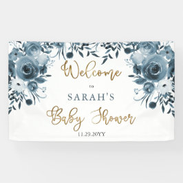 Lona Bienvenidos a Baby Shower de Boho Blue Watercolor 