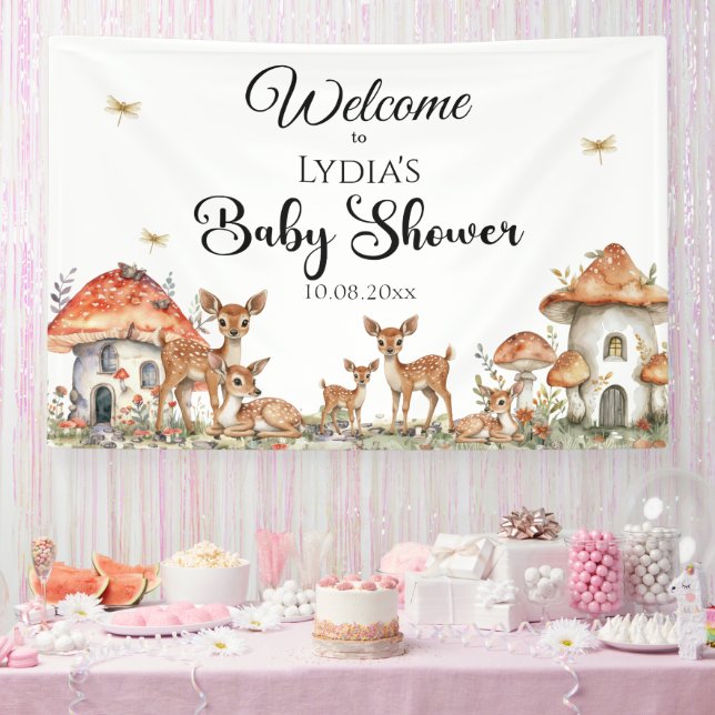 Lona Bienvenidos a Baby Shower de Boho Woodland Forest  (Fiesta)