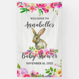 Lona Bienvenidos a Baby Shower de Bunny Rabbit Watercol