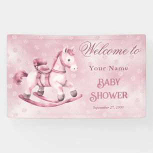 Lona Bienvenidos a Baby Shower de Caballo Rocoso Rosado