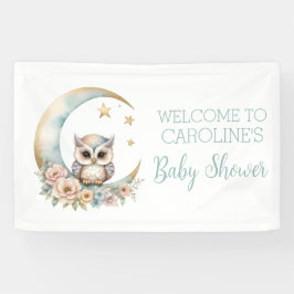 Lona Bienvenidos a Baby Shower de Cute Watercolor Owl