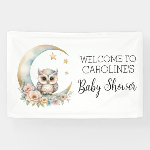Lona Bienvenidos a Baby Shower de Cute Watercolor Owl