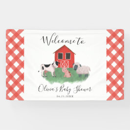 Lona Bienvenidos a Baby Shower de Farm Animals Red