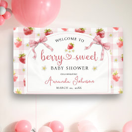 Lona Bienvenidos a Baby Shower de Fresa Rosa Berry Swee