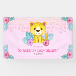 Lona Bienvenidos a Baby Shower de Girly Pink Leopard