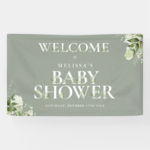 Bienvenidos a Baby Shower de Greenery Floral Sage