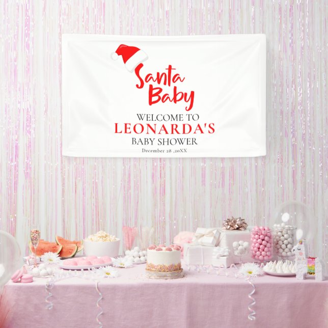 Lona Bienvenidos a Baby Shower de Invierno de Santa Beb (Fiesta)