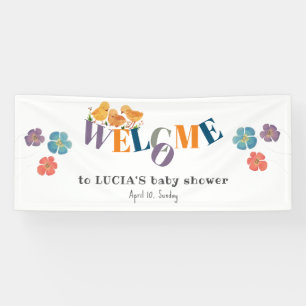 Lona Bienvenidos a Baby Shower de Watercolor Cute Peque