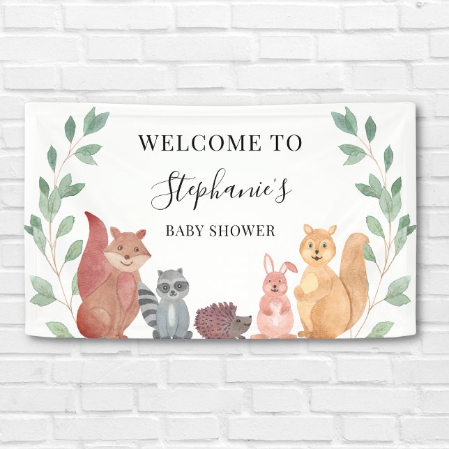 Lona Bienvenidos a Baby Shower de Woodland Animals (Subido por el creador)