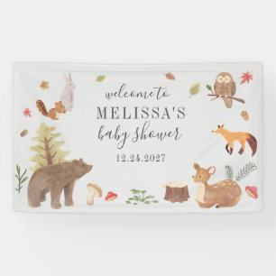 Lona Bienvenidos a Baby Shower de Woodland Animals Gree