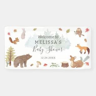 Lona Bienvenidos a Baby Shower de Woodland Animals Gree